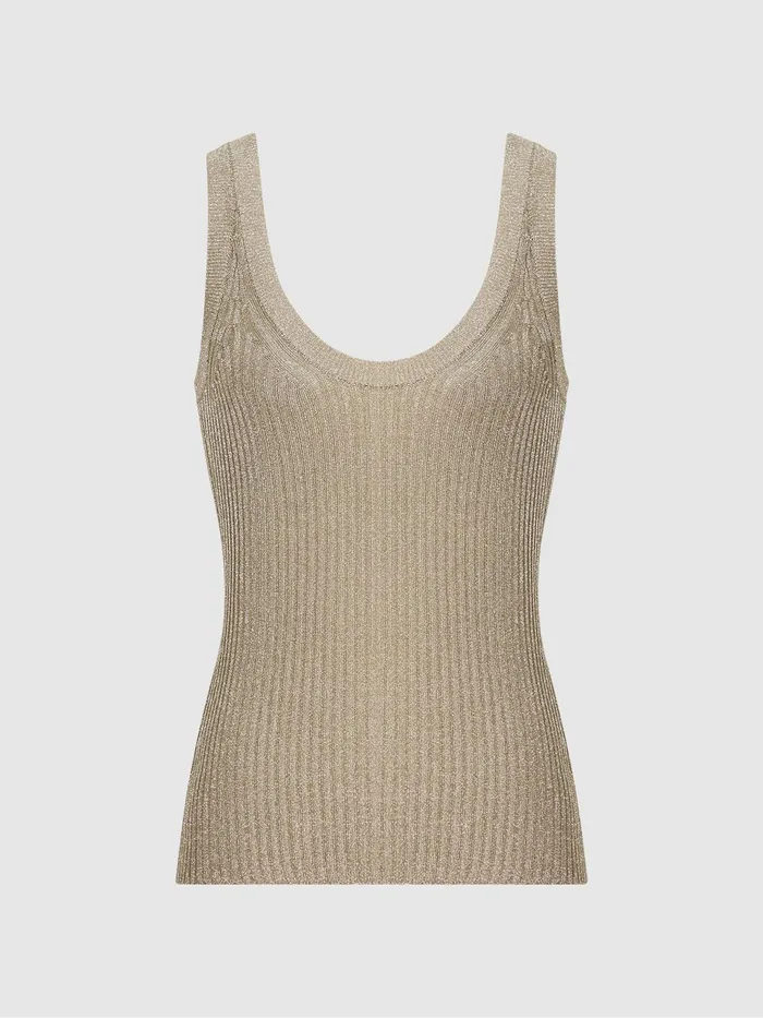 Reiss Knitwear Imogen Metallic Vest Top Gold 8211 Women