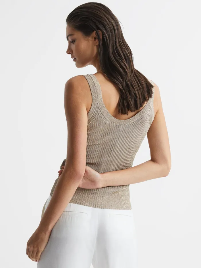 Reiss Knitwear Imogen Metallic Vest Top Gold 8211 Women