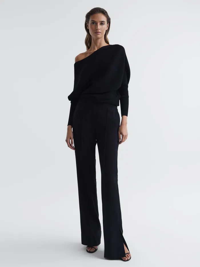 Reiss Knitwear Lorna Asymmetric Drape Knitted Top Black 8211 Women