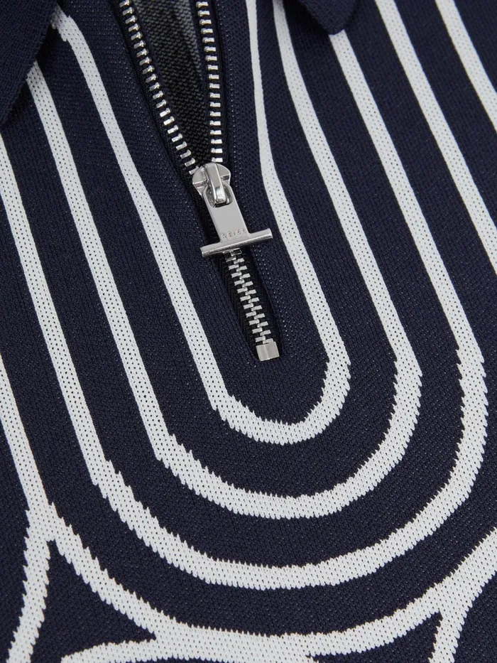 Reiss Knitwear Maycross HalfZip Striped Polo TShirt Navywhite 8211 Children
