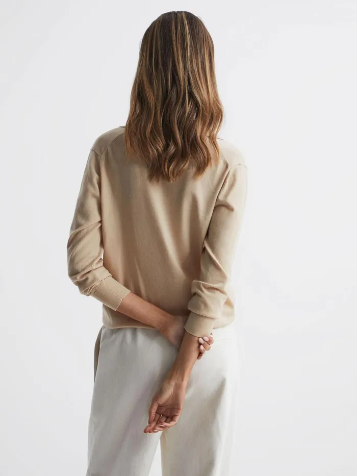 Reiss Knitwear Nellie Deep VCollared Knit Top Blue 8211 Women