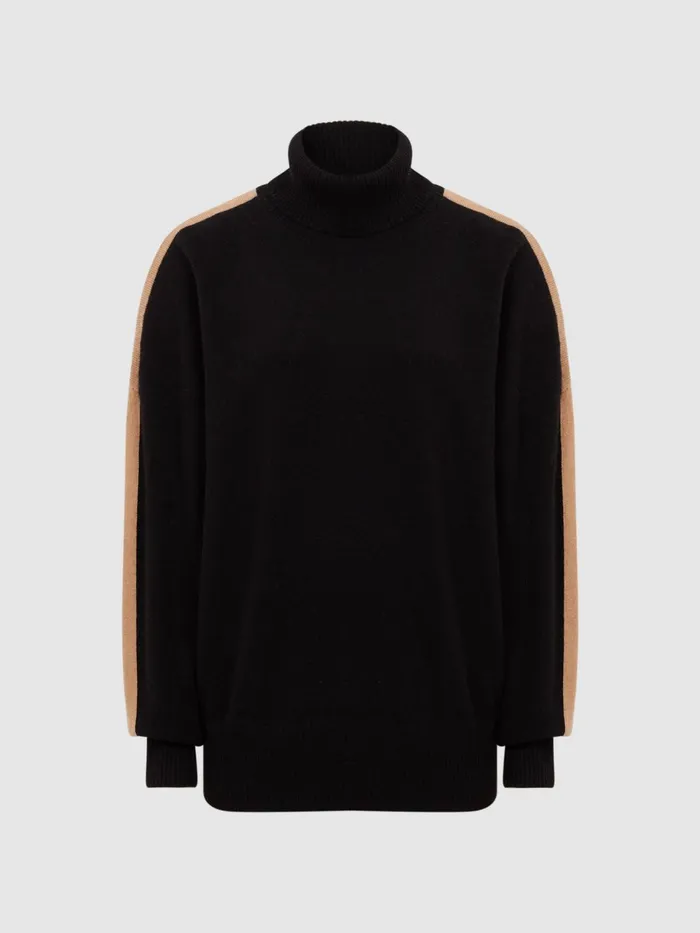 Reiss Knitwear Nova Knitted Roll Neck Jumper Blackcamel 8211 Women