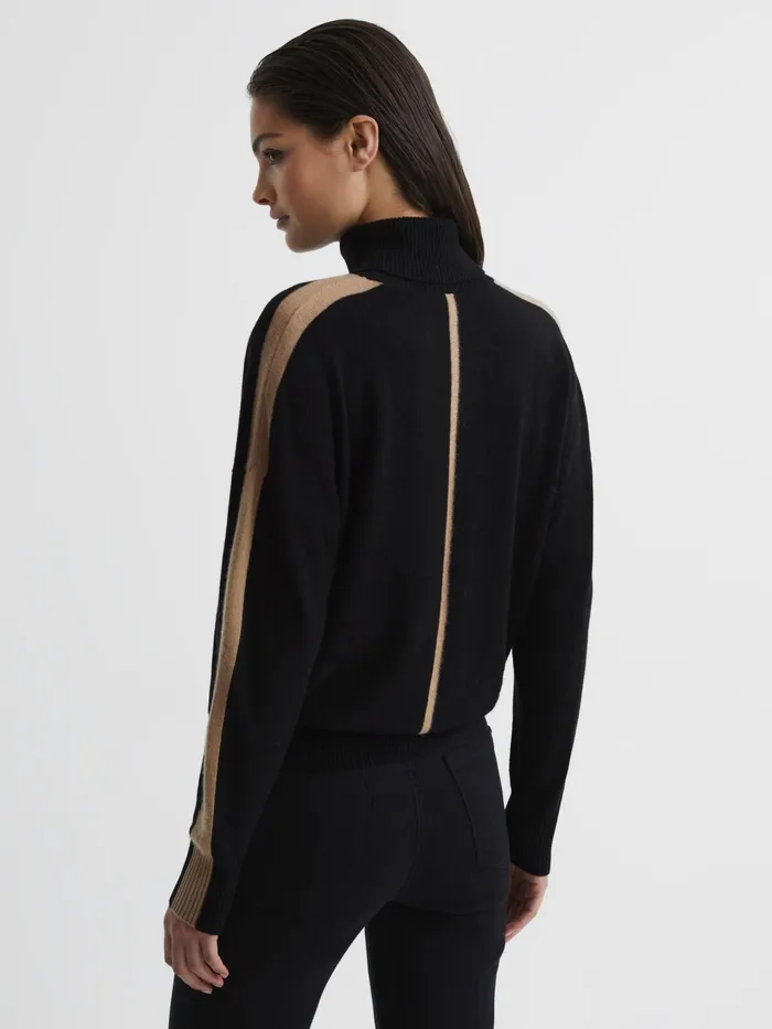 Reiss Knitwear Nova Knitted Roll Neck Jumper Blackcamel 8211 Women