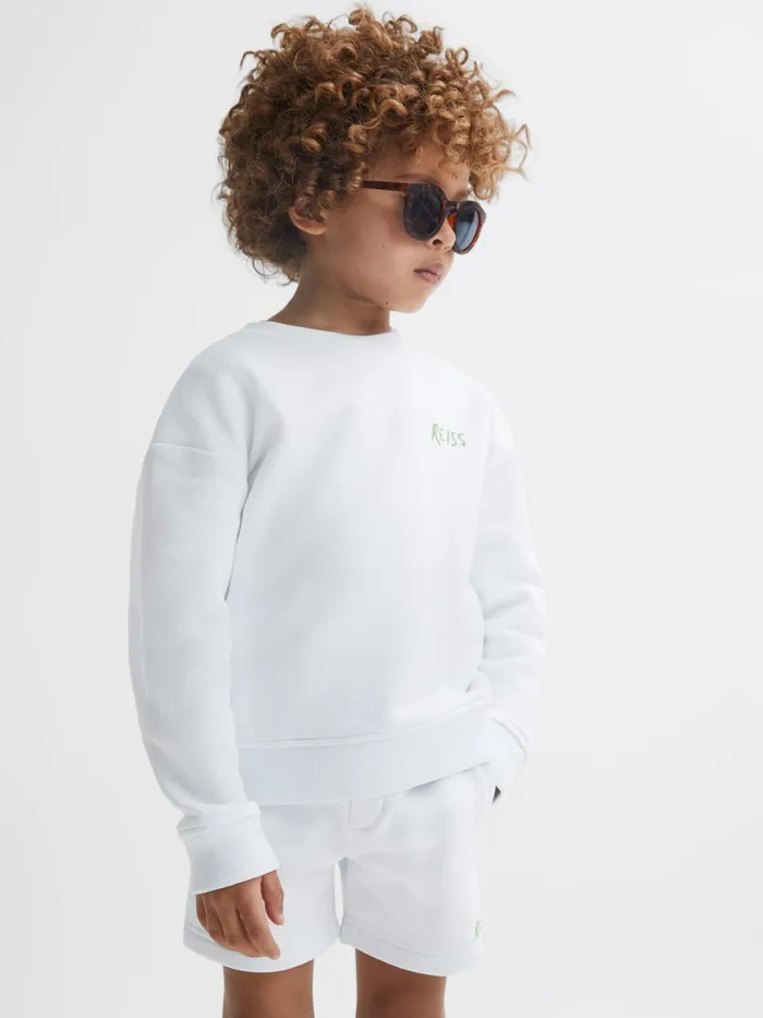 Reiss Knitwear Positano Cotton Crew Neck Jumper Ecru 8211 Children