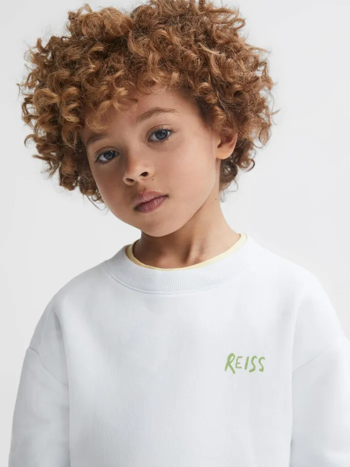 Reiss Knitwear Positano Cotton Crew Neck Jumper Ecru 8211 Children