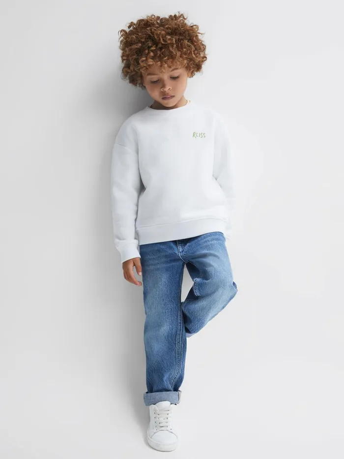 Reiss Knitwear Positano Cotton Crew Neck Jumper Ecru 8211 Children