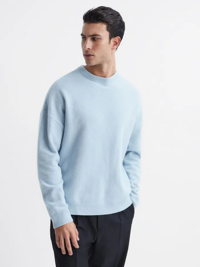 Reiss Knitwear Prague Merino Blend Crew Neck Jumper Aquamarine 8211 Men