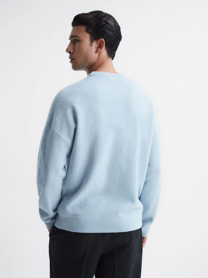 Reiss Knitwear Prague Merino Blend Crew Neck Jumper Aquamarine 8211 Men