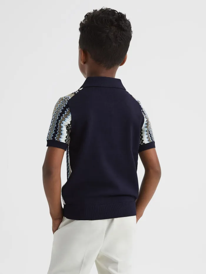 Reiss Knitwear Redbourne HalfZip Knitted Polo Shirt Navy 8211 Children