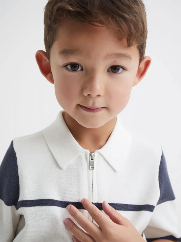 Reiss Knitwear Rome Slim Fit Half Zip Colourblock Polo Shirt Airforce Blue 8211 Children