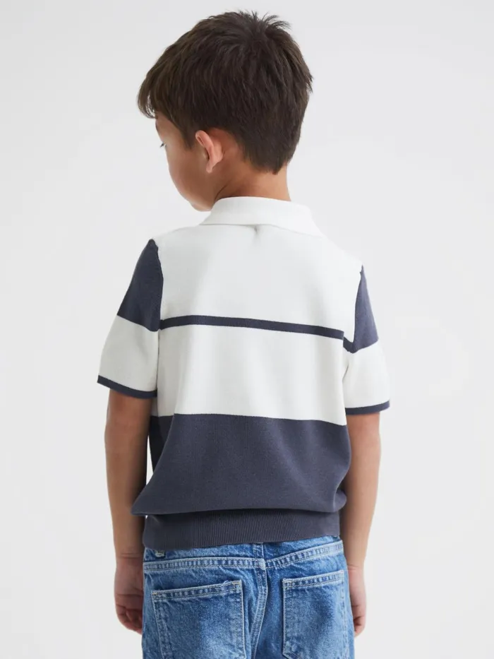 Reiss Knitwear Rome Slim Fit Half Zip Colourblock Polo Shirt Airforce Blue 8211 Children