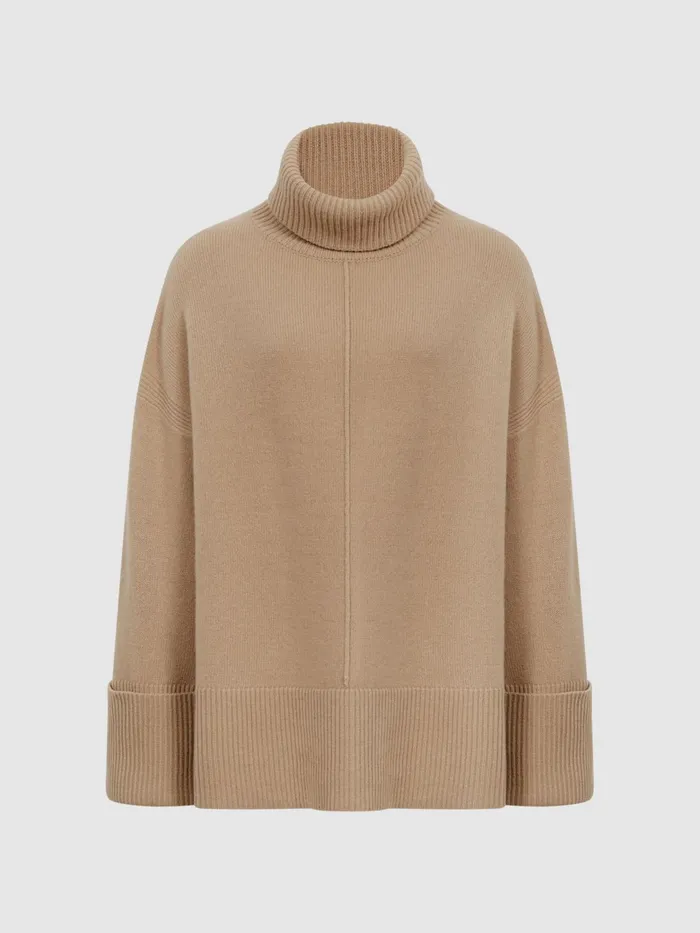 Reiss Knitwear Sarah Cashmere Blend Roll Neck Jumper Camel 8211 Women