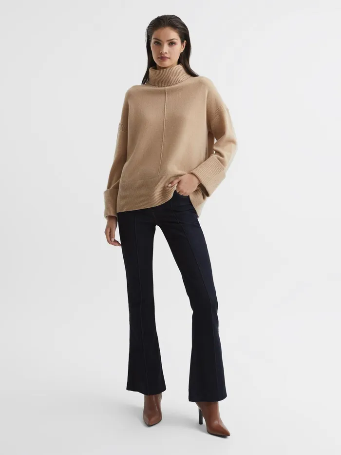 Reiss Knitwear Sarah Cashmere Blend Roll Neck Jumper Camel 8211 Women