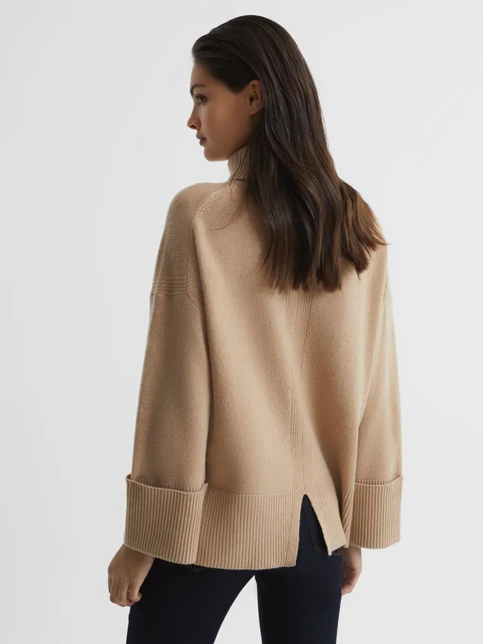 Reiss Knitwear Sarah Cashmere Blend Roll Neck Jumper Camel 8211 Women