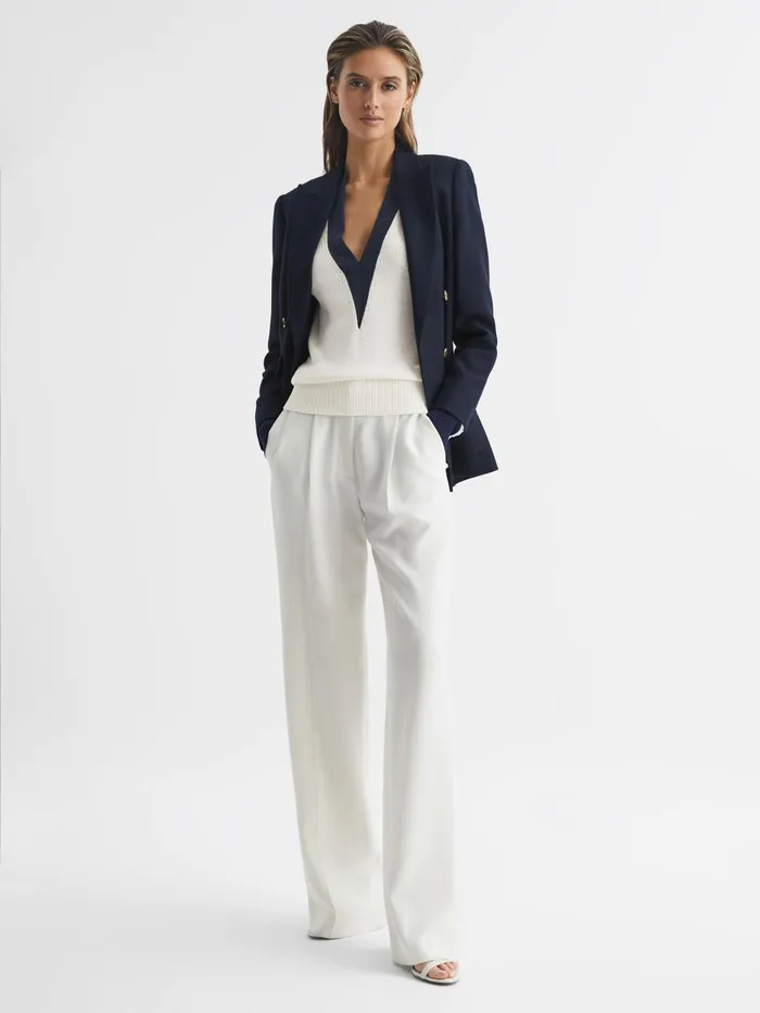 Reiss Knitwear Talitha Contrast Trim Knitted Jumper Whitenavy 8211 Women