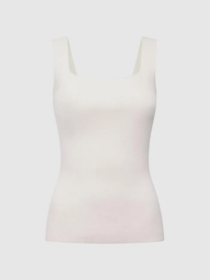 Reiss Knitwear Tamara Square Neck Ribbed Vest White 8211 Women