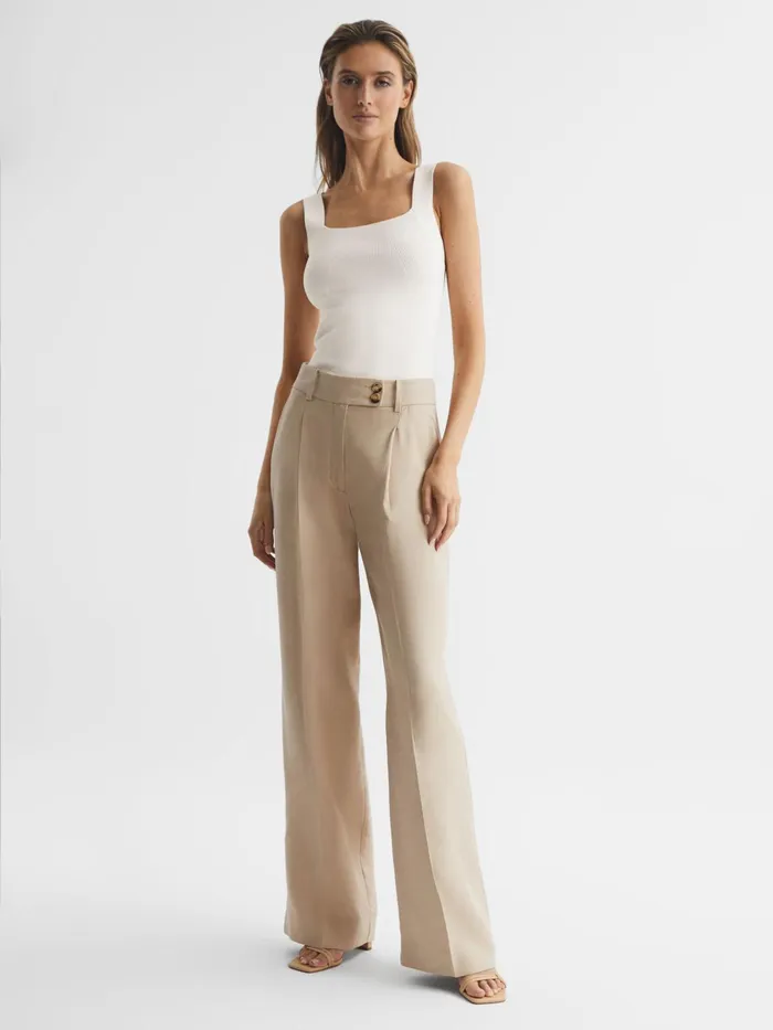 Reiss Knitwear Tamara Square Neck Ribbed Vest White 8211 Women