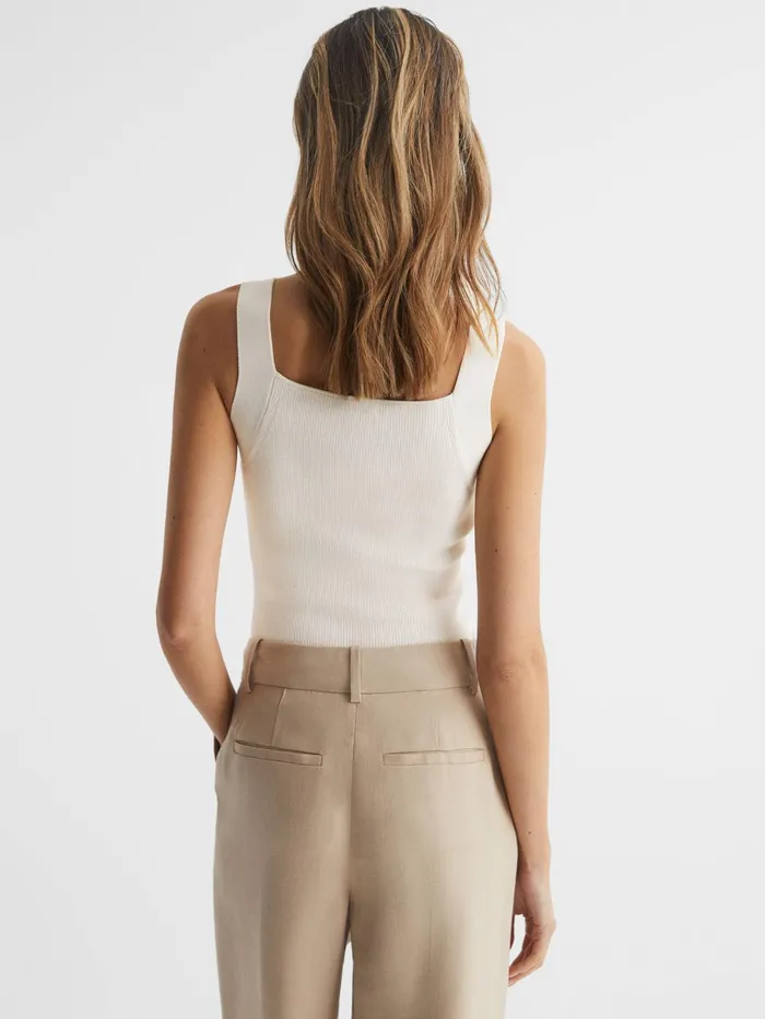 Reiss Knitwear Tamara Square Neck Ribbed Vest White 8211 Women
