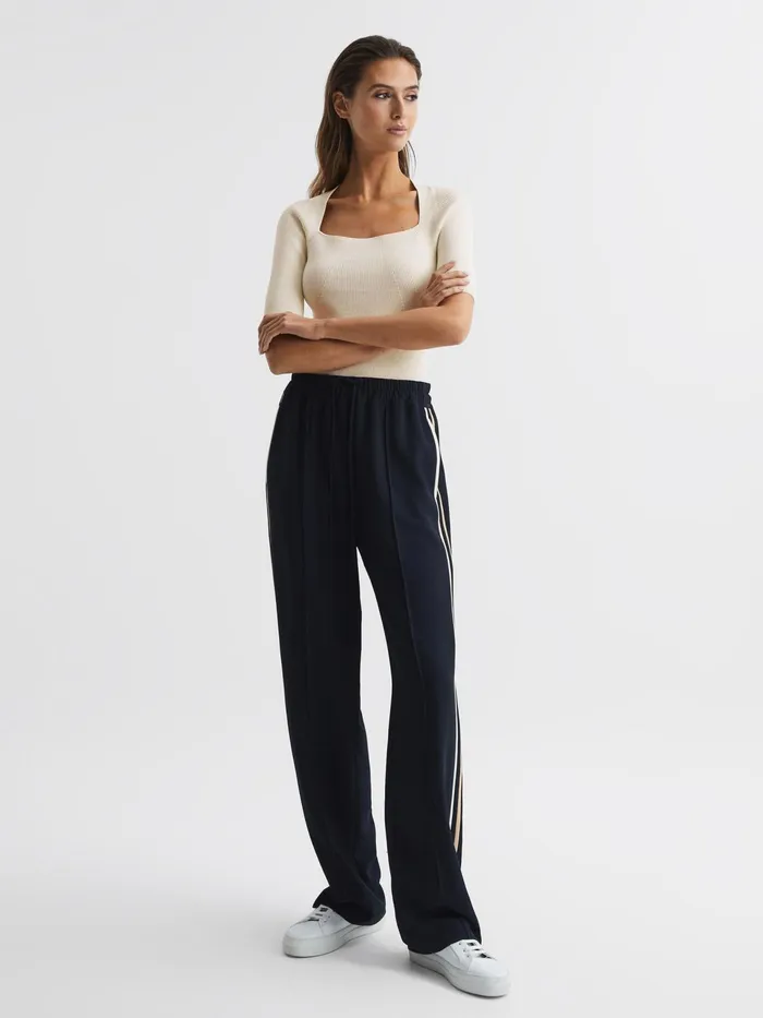 Reiss Knitwear Tina Square Neck Ribbed Top Cream 8211 Women