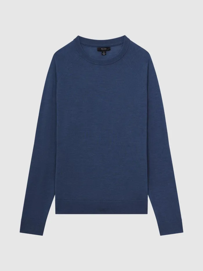Reiss Knitwear Tinto Merino Silk Knitted Jumper Airforce Blue 8211 Men
