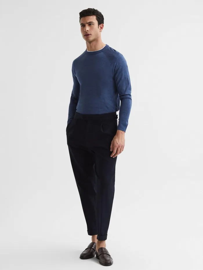 Reiss Knitwear Tinto Merino Silk Knitted Jumper Airforce Blue 8211 Men