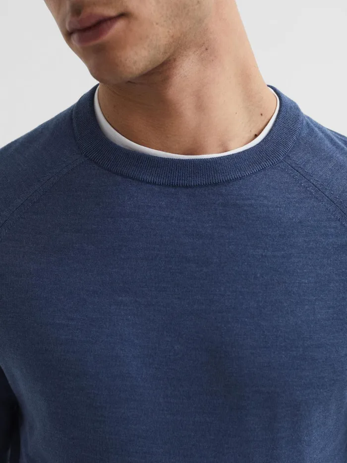 Reiss Knitwear Tinto Merino Silk Knitted Jumper Airforce Blue 8211 Men