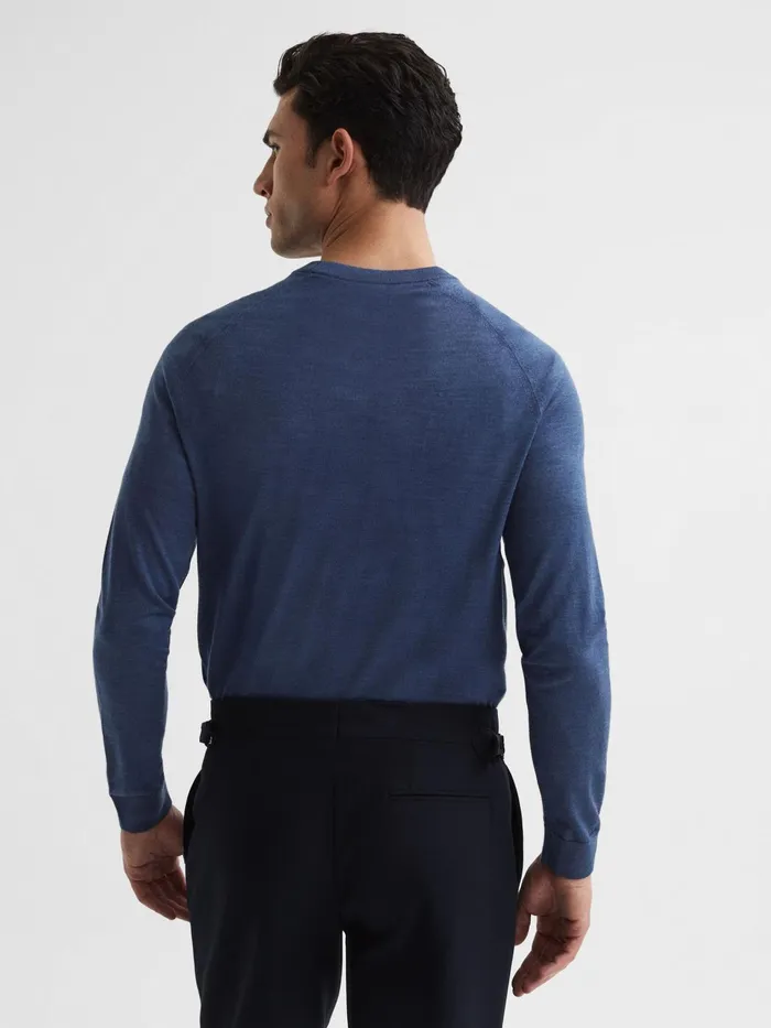 Reiss Knitwear Tinto Merino Silk Knitted Jumper Airforce Blue 8211 Men