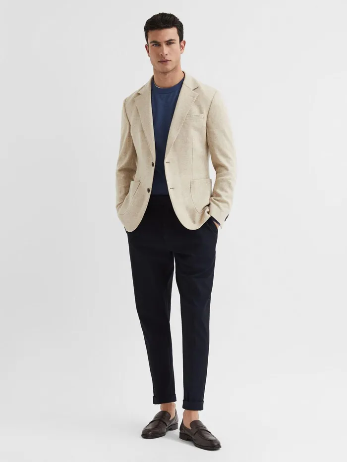 Reiss Knitwear Tinto Merino Silk Knitted Jumper Airforce Blue 8211 Men