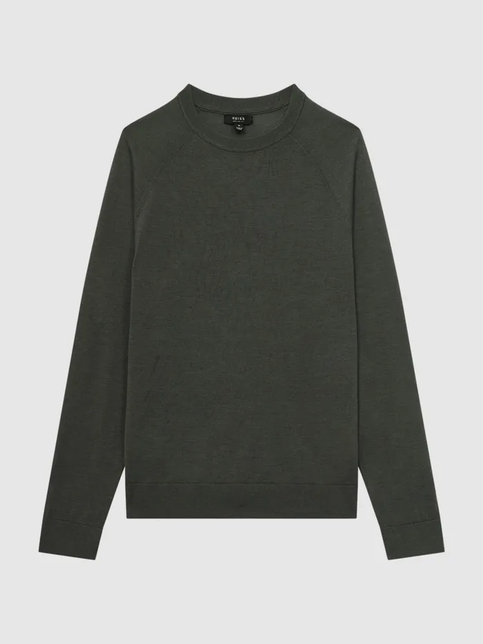 Reiss Knitwear Tinto Merino Silk Knitted Jumper Sage 8211 Men