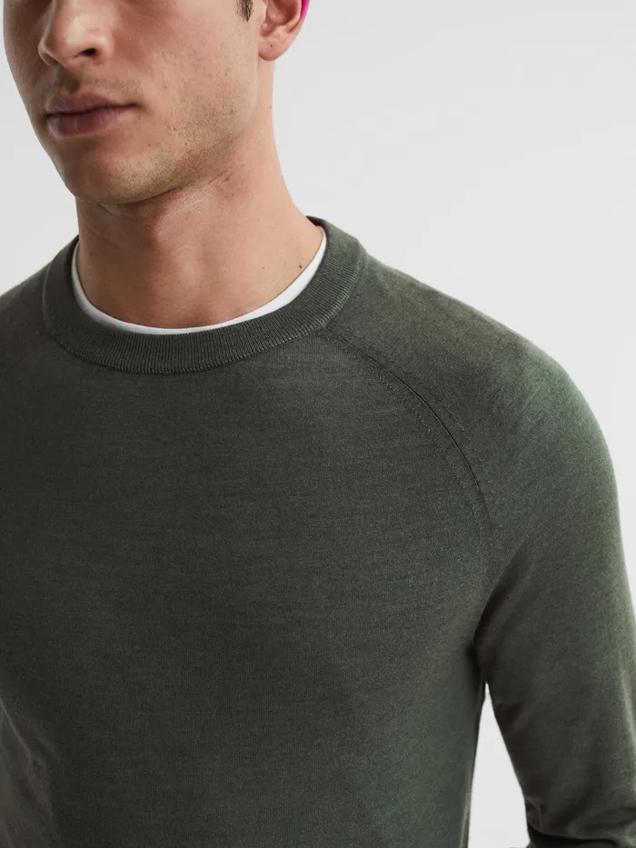Reiss Knitwear Tinto Merino Silk Knitted Jumper Sage 8211 Men