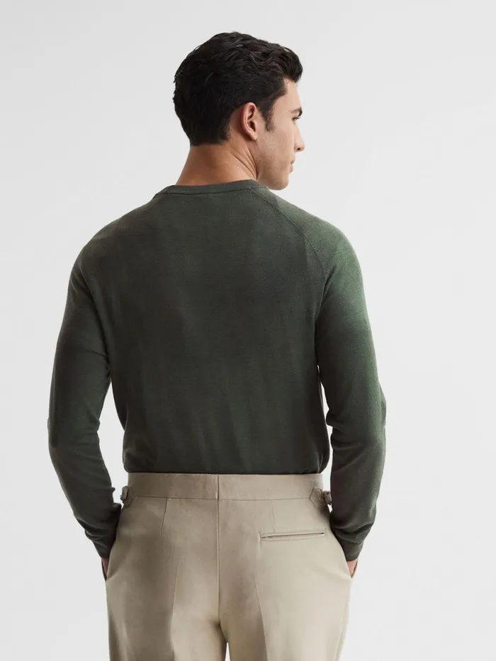 Reiss Knitwear Tinto Merino Silk Knitted Jumper Sage 8211 Men