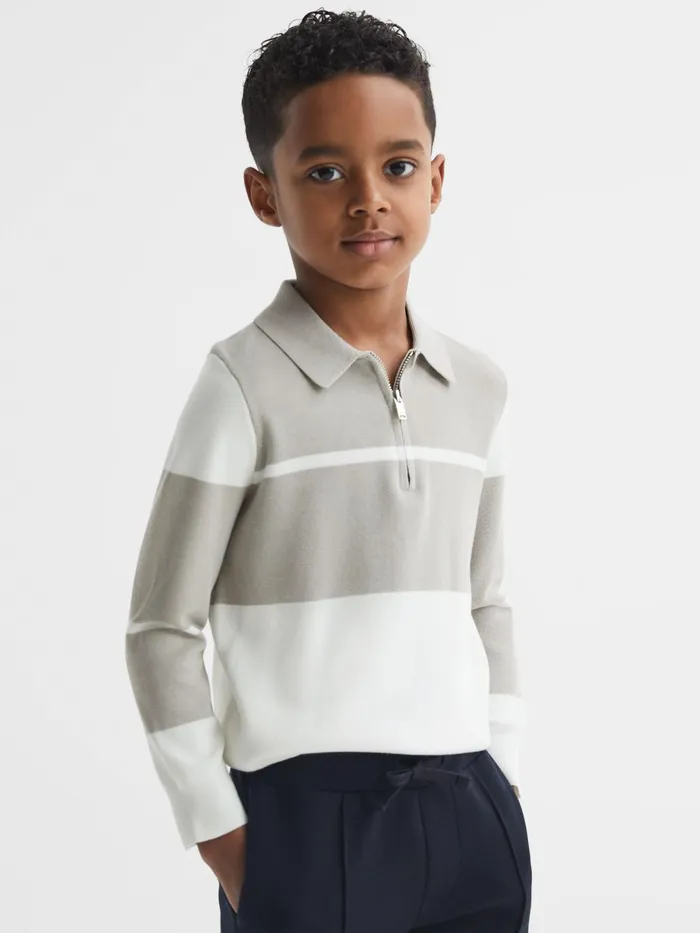 Reiss Knitwear Tokyo Slim Fit Colourblock Half Zip Shirt Soft Greywhite 8211 Children Reiss Knitwear Tokyo Slim Fit Colourblock Half Zip Shirt Soft Greywhite 8211 Children
