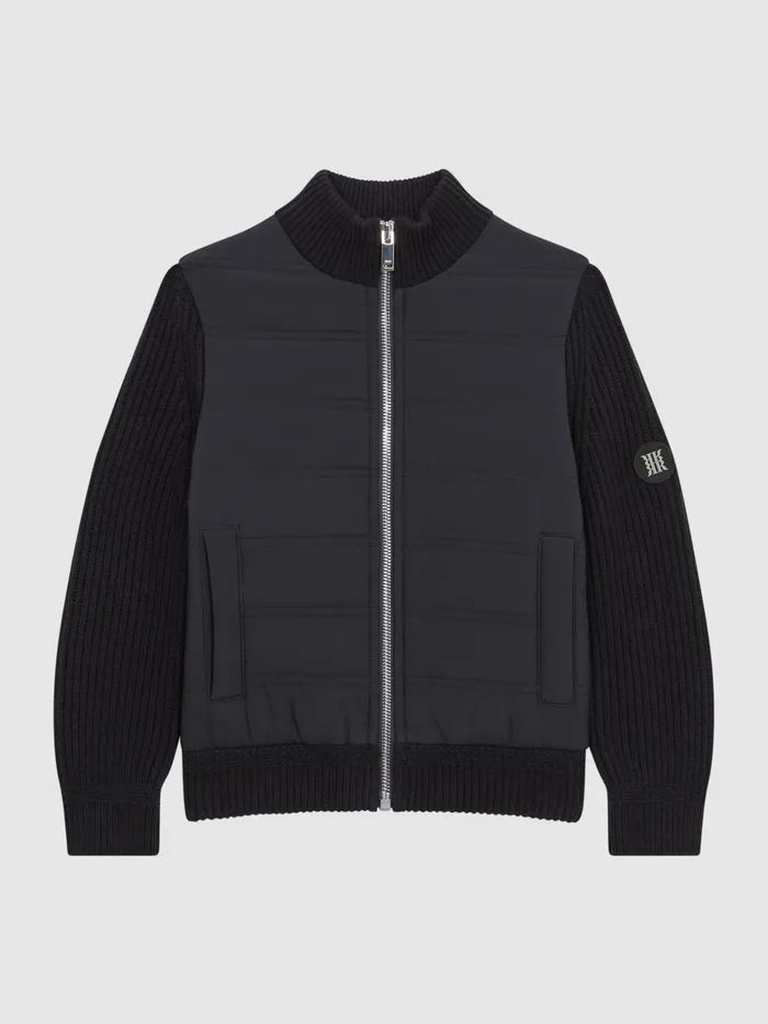 Reiss Knitwear Trainer Hybrid Zip Through Quilted Jumper Navy 8211 Children