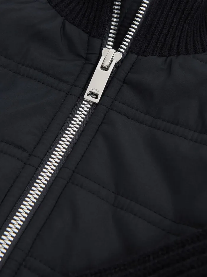 Reiss Knitwear Trainer Hybrid Zip Through Quilted Jumper Navy 8211 Children