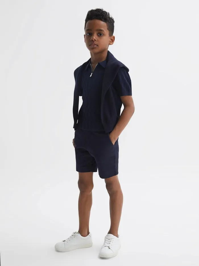 Reiss Knitwear Ubud HalfZip Textured Polo TShirt Green 8211 Children