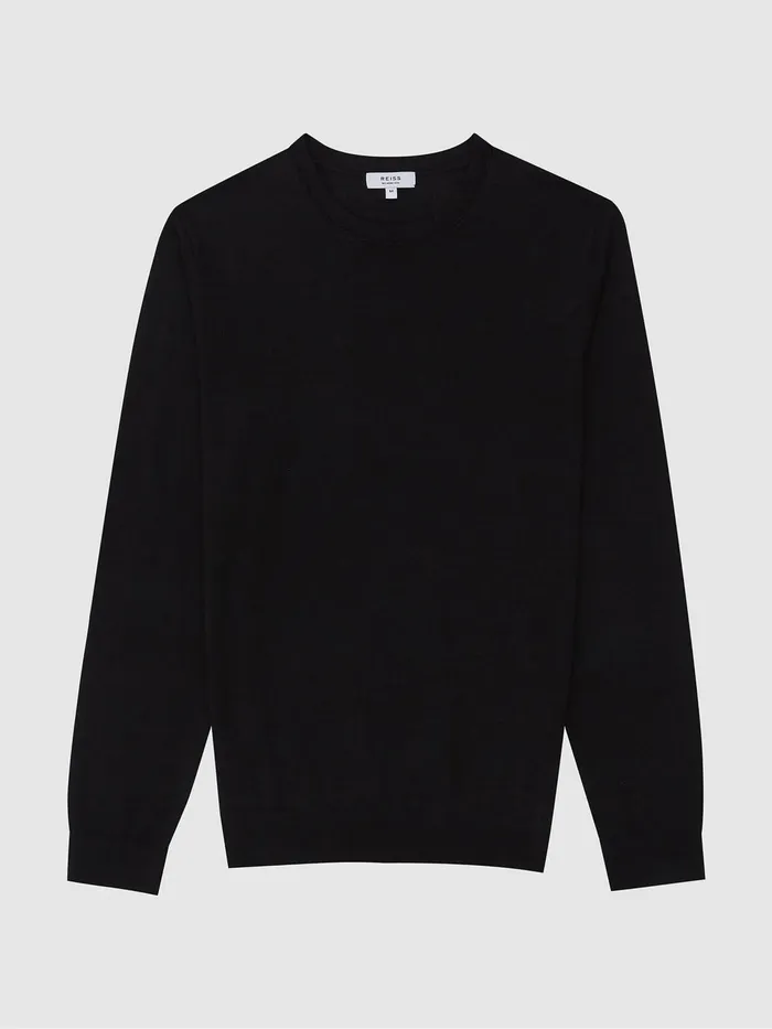 Reiss Knitwear Wessex Merino Wool Jumper Black 8211 Men