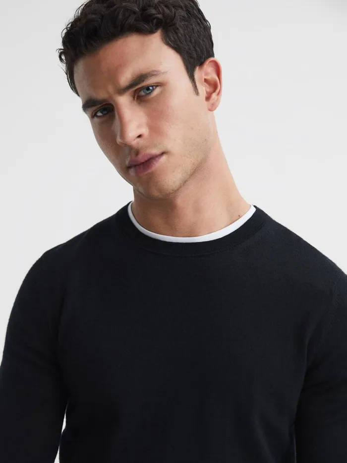 Reiss Knitwear Wessex Merino Wool Jumper Black 8211 Men