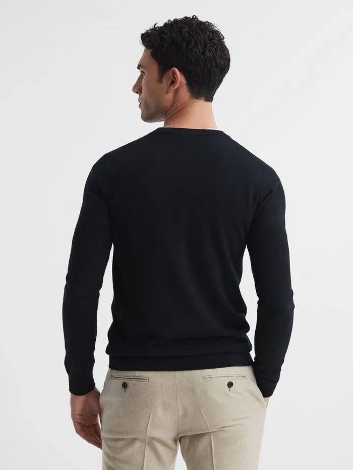 Reiss Knitwear Wessex Merino Wool Jumper Black 8211 Men