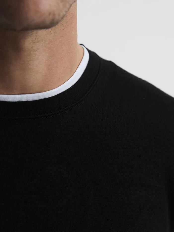 Reiss Knitwear Wessex Merino Wool Jumper Black 8211 Men