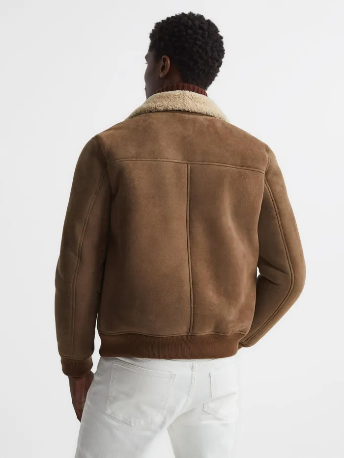 Reiss Leather Jackets Loburn Shearling Jacket Mocha 8211 Men