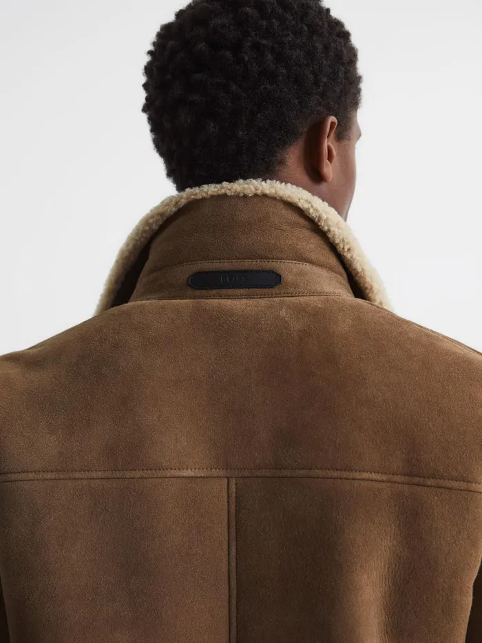 Reiss Leather Jackets Loburn Shearling Jacket Mocha 8211 Men
