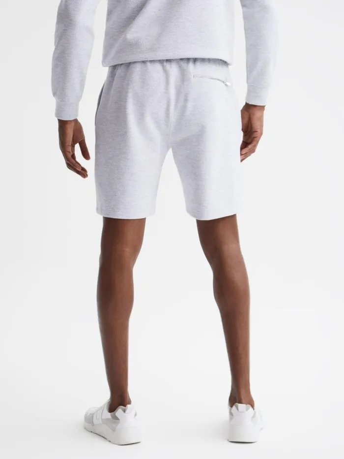 Reiss Loungewear and Nightwear Robin Textured Drawstring Shorts Grey Melange 8211 Men