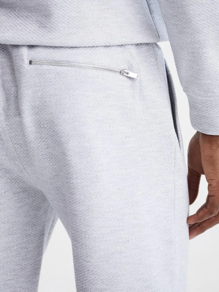 Reiss Loungewear and Nightwear Robin Textured Drawstring Shorts Grey Melange 8211 Men