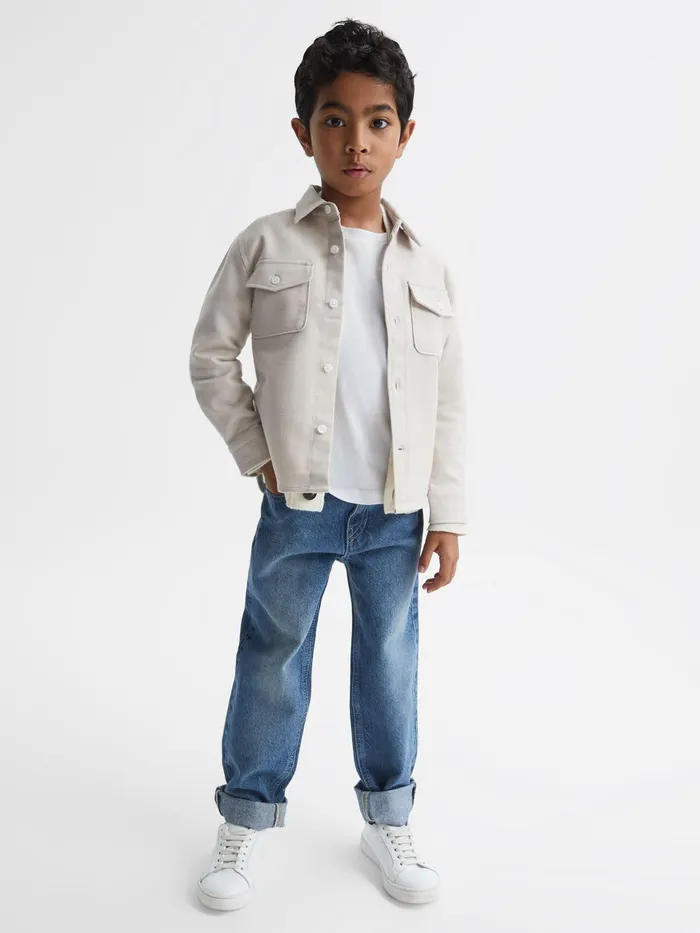Reiss Overshirts Carlo Long Sleeve Textured Overshirt Soft Blue 8211 Children