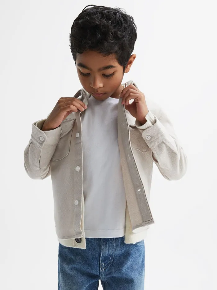 Reiss Overshirts Carlo Long Sleeve Textured Overshirt Soft Blue 8211 Children