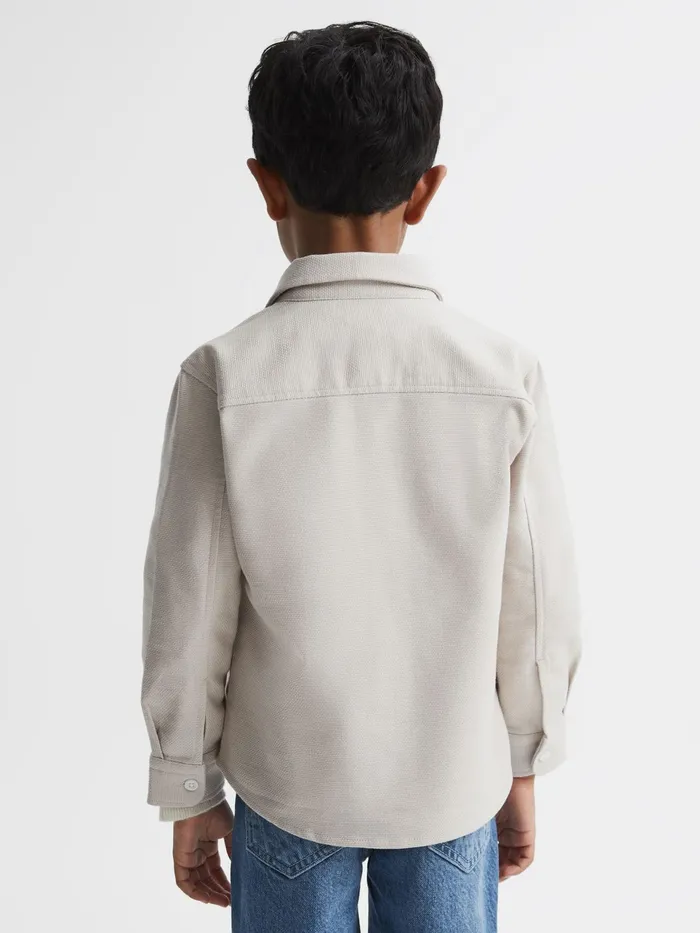 Reiss Overshirts Carlo Long Sleeve Textured Overshirt Soft Blue 8211 Children