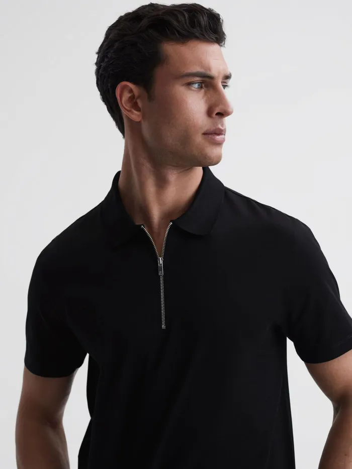 Reiss Polo Shirts Belfry Mercerised Egyptian Cotton Polo Shirt Black 8211 Men