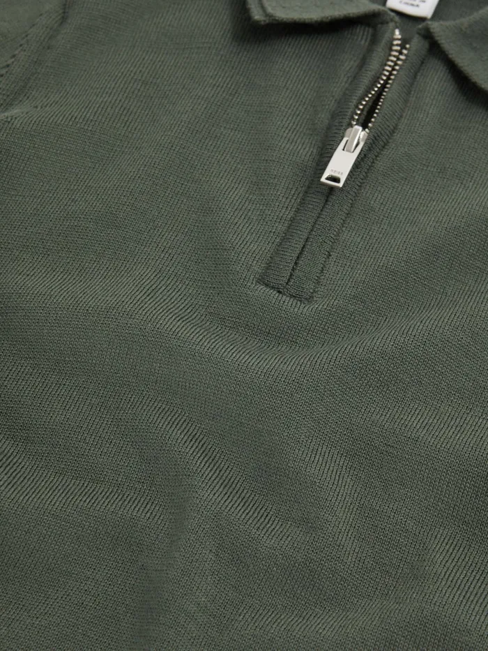 Reiss Polo Shirts Maxwell Merino Zip Neck Polo TShirt Ivy Green 8211 Children