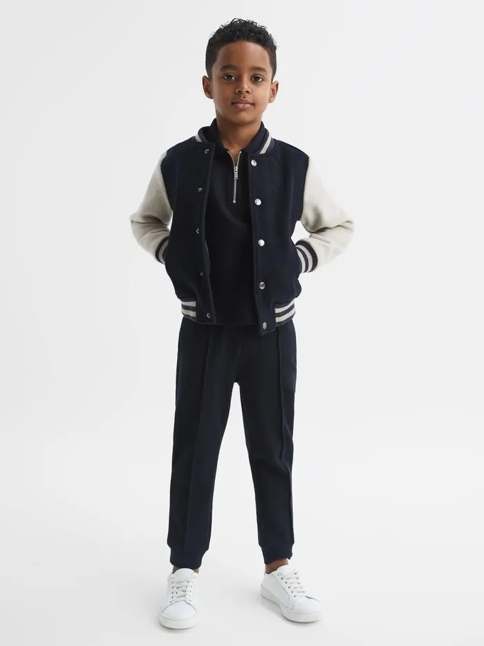 Reiss Polo Shirts Monarch Half Zip Stripe Detail Polo Shirt Navy 8211 Children