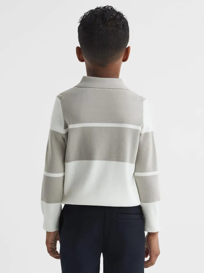 Reiss Polo Shirts Tokyo Slim Fit Colourblock Half Zip Shirt Soft Greywhite 8211 Children